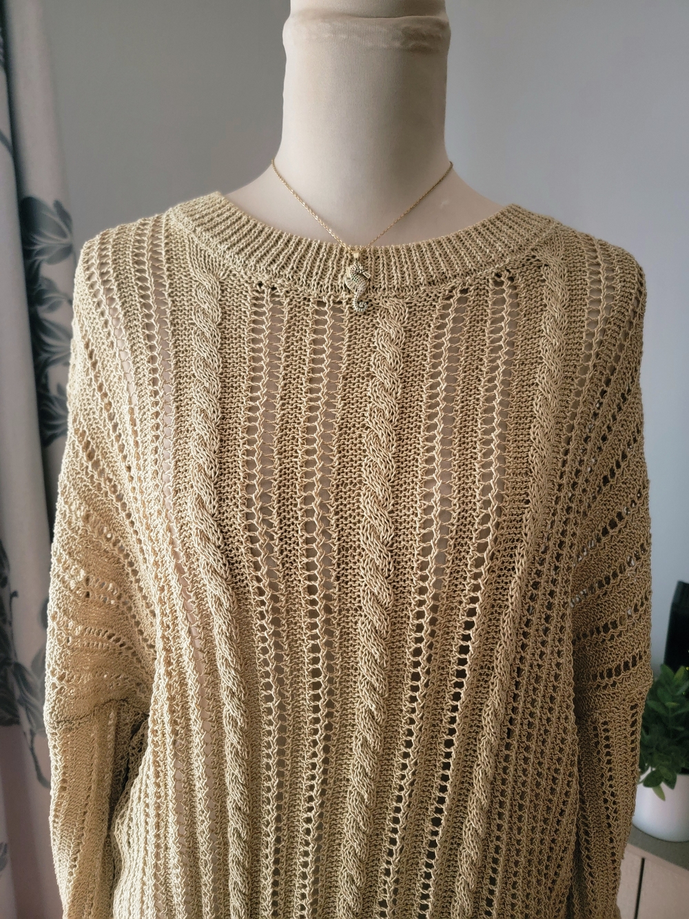 ZARA Mustard Yellow Open Crochet Knit Ruffle Beach Sweater Size M - Picture 4 of 8